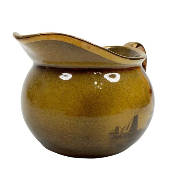 Vintage Ridgways Royal Vistas Ware 3" Creamer Windmill Landscape Brown - Picture 6 of 10